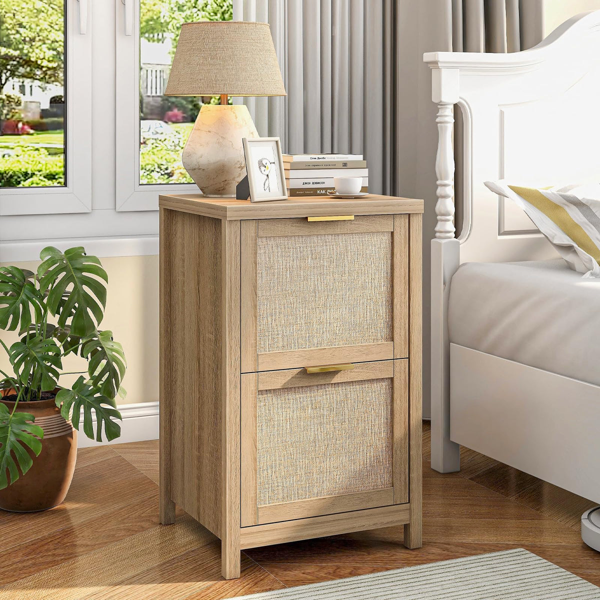 2-Drawer Rattan File Cabinet D12277