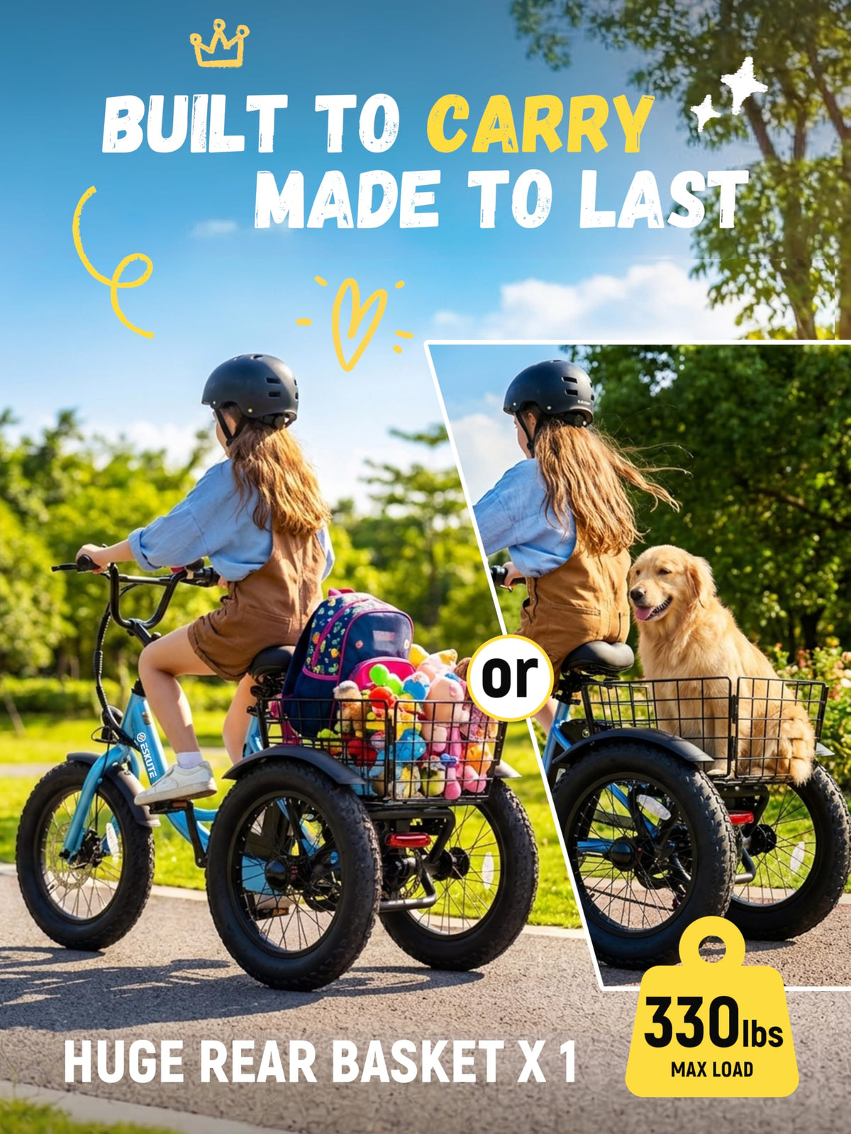 Blue Fat Tire Folding Electric Trike H8667