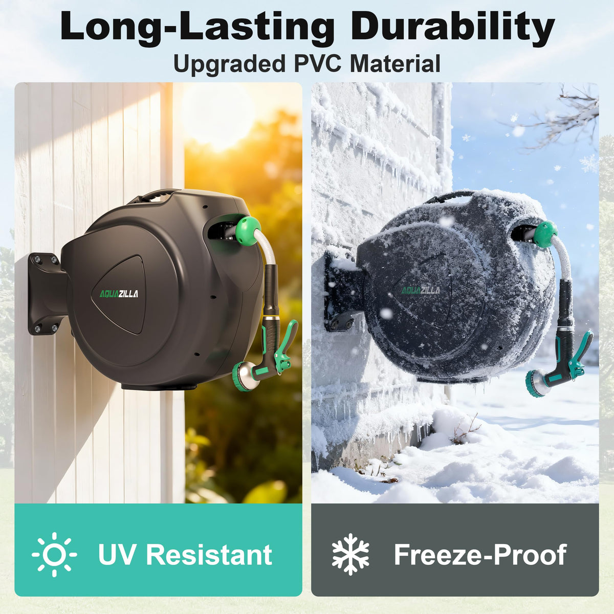 Retractable Garden Hose Reel, 65FT +6FT 5/8" Wall Mounted U3397