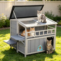 2-Tier Weatherproof Wooden Outdoor Cat House O88818