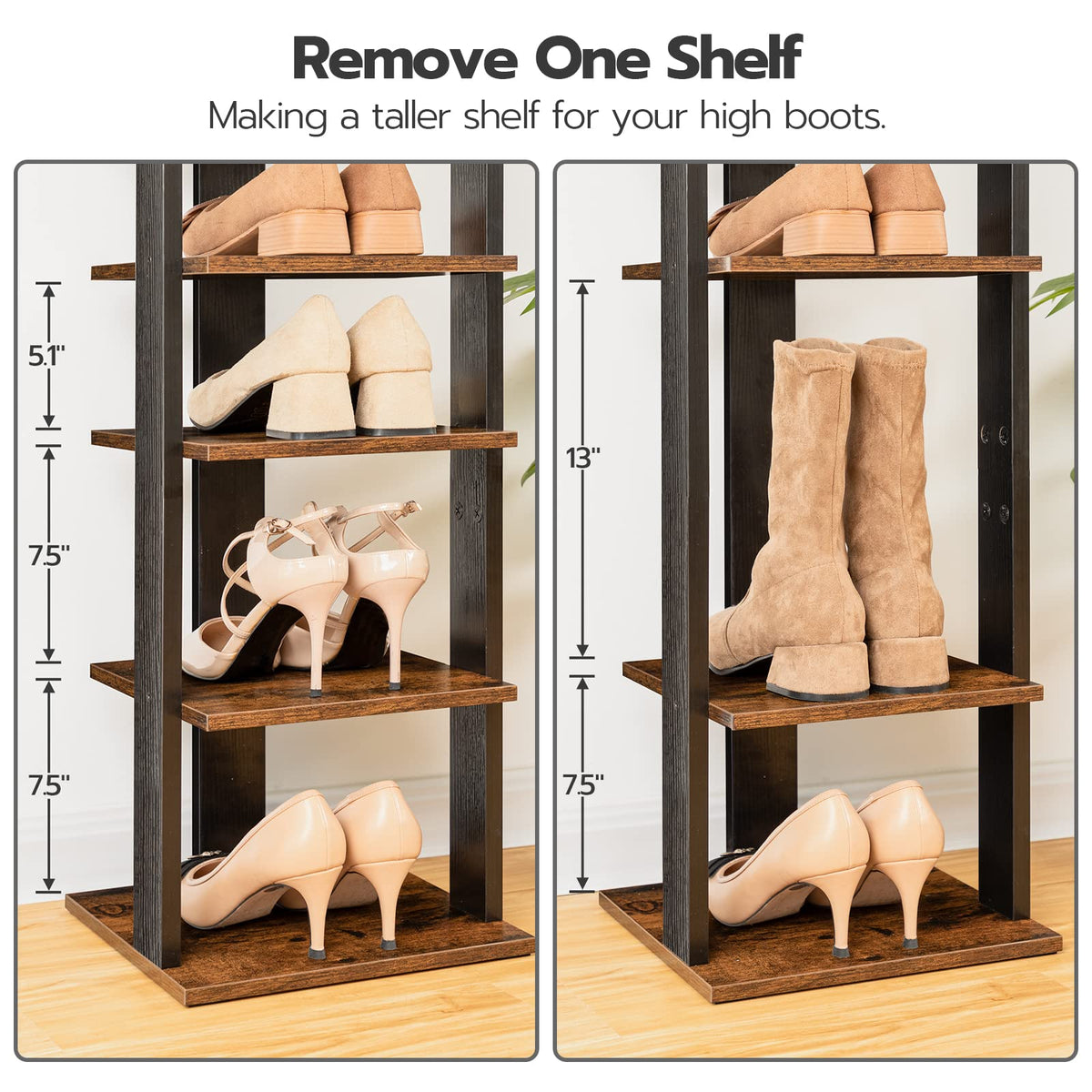 8 Tiers Vertical Wooden Shoe Rack L12483