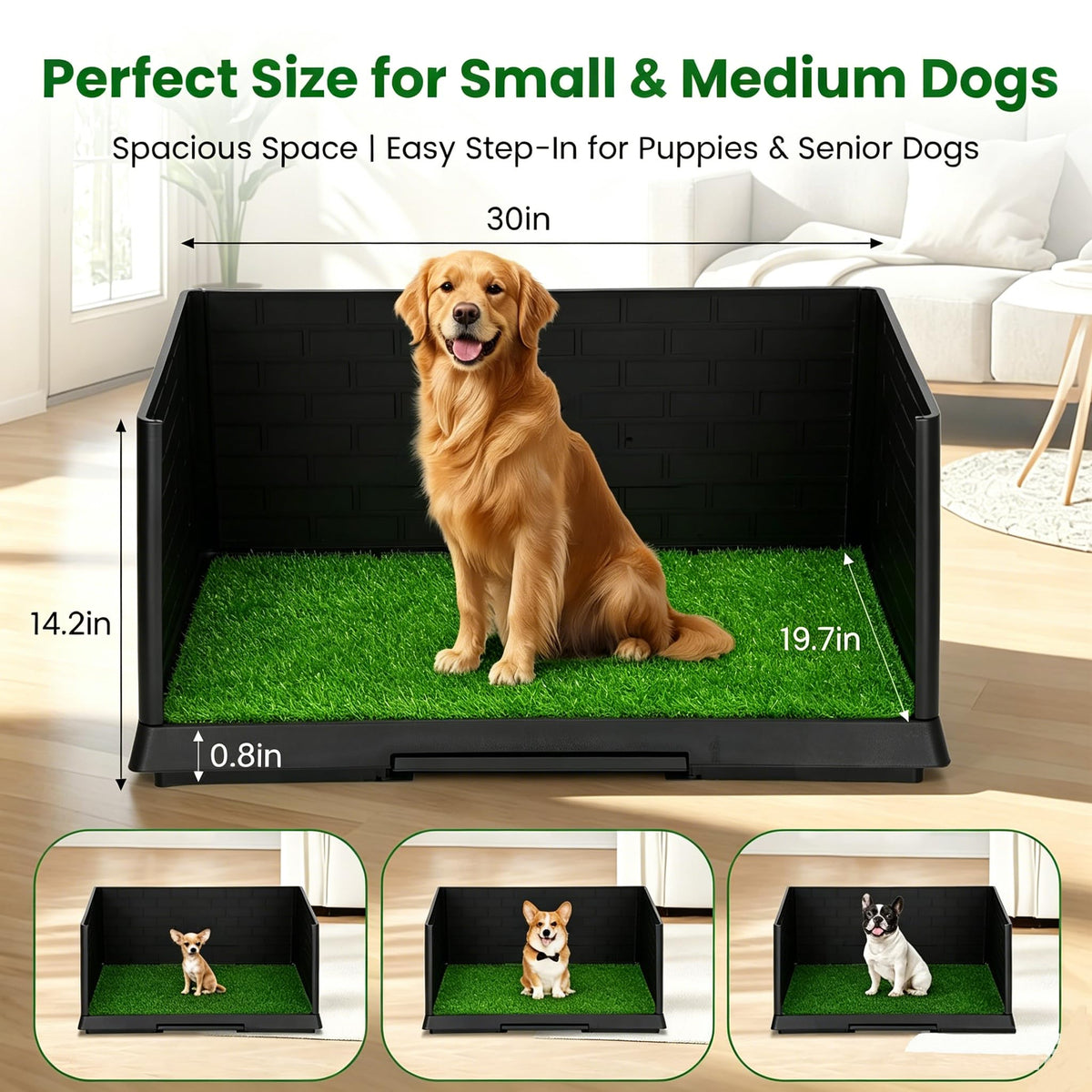 Dog Grass Pad with Tray 30"x19.7" Indoor Dog Potty with Drawer O554666