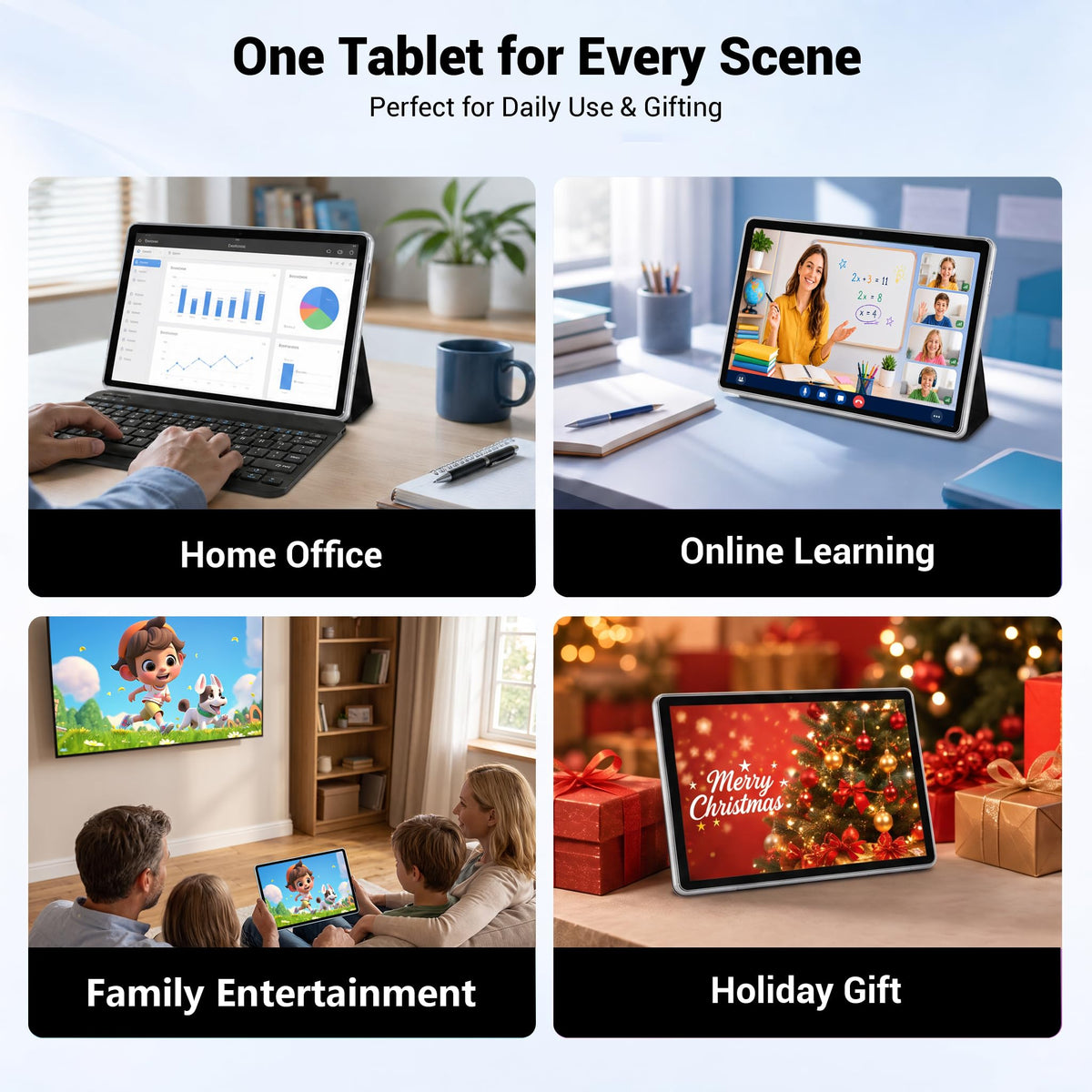 10.1" Android 16 Tablet with Keyboard, 30GB RAM 64GB ROM, Gray O6864