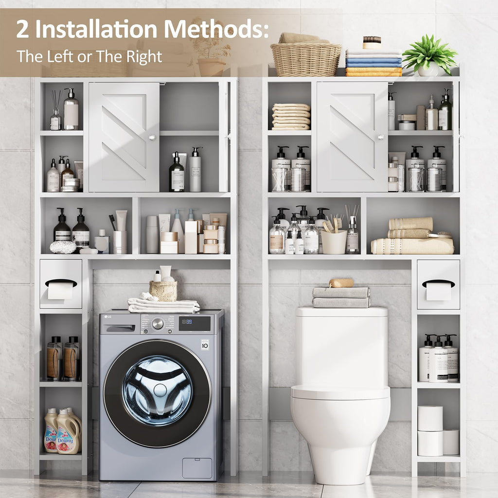 White Over the Toilet Storage Cabinet with Adjustable Shelf U76138