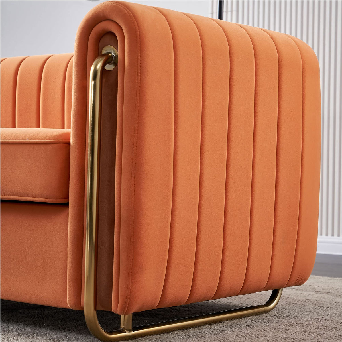 Orange Velvet 84 Inch 3-Seater Sofa W38284