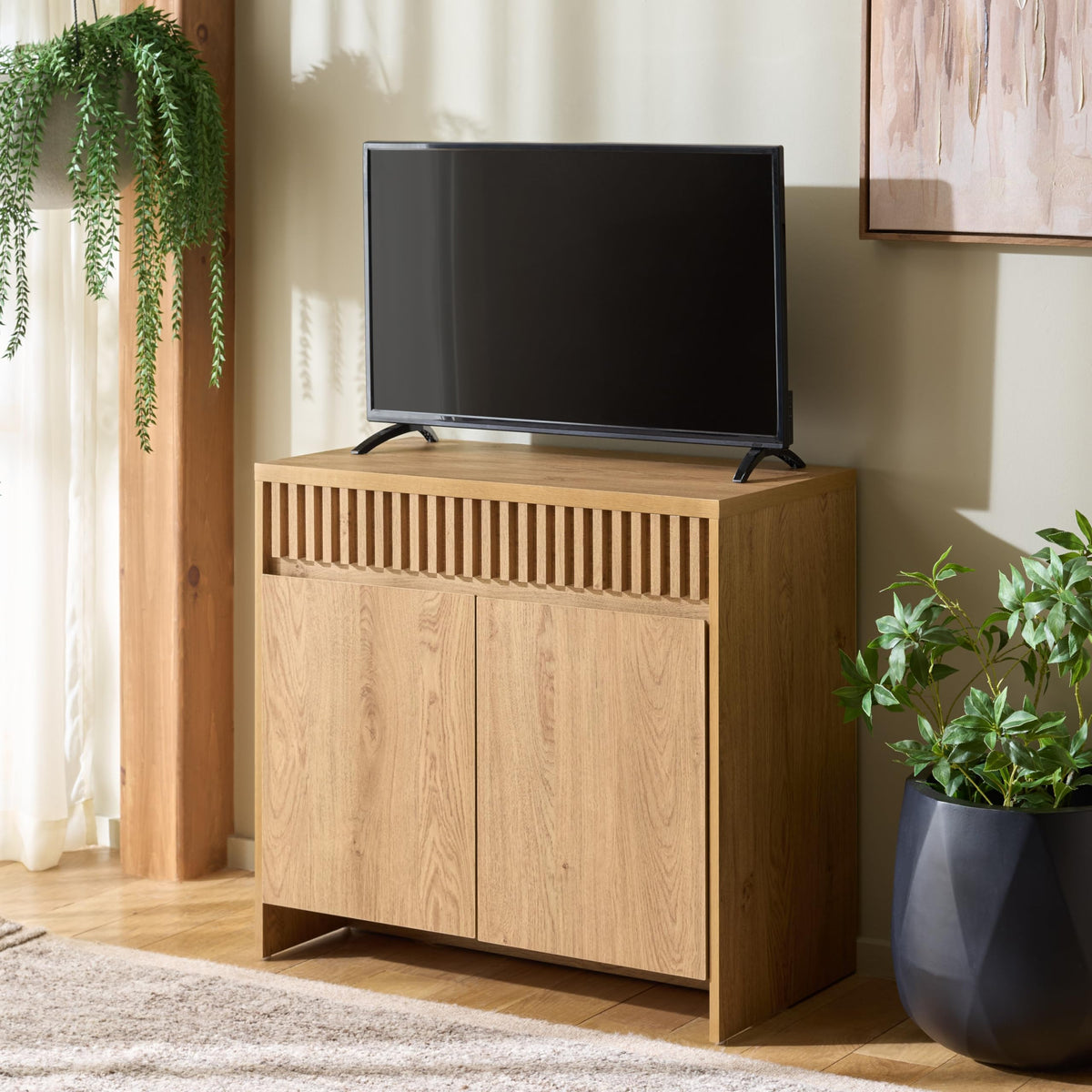 Oak 2-Door Media Stand A72009