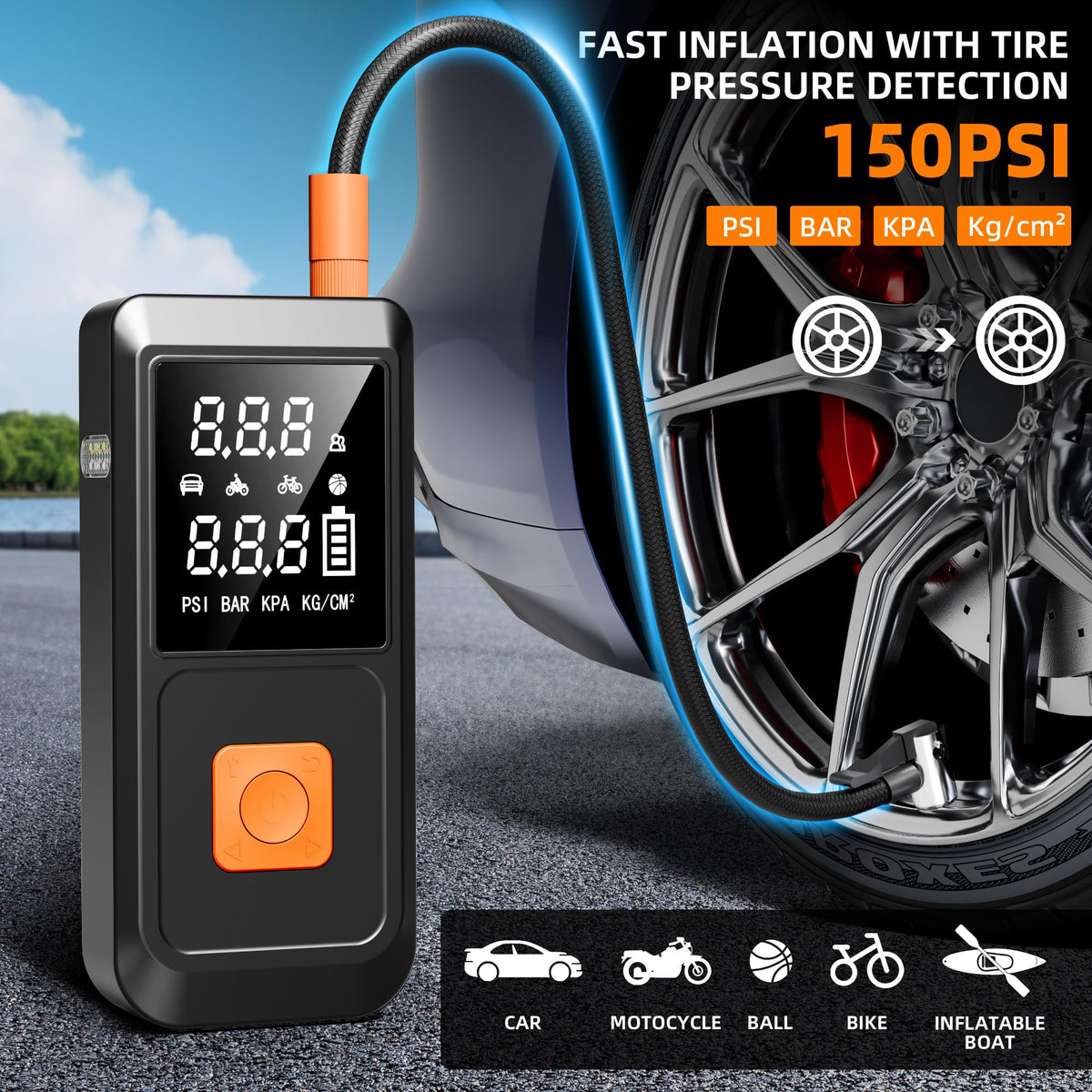 Car Battery Jump Starter with Air Compressor 4000A 150PSI 20000mAh G681265