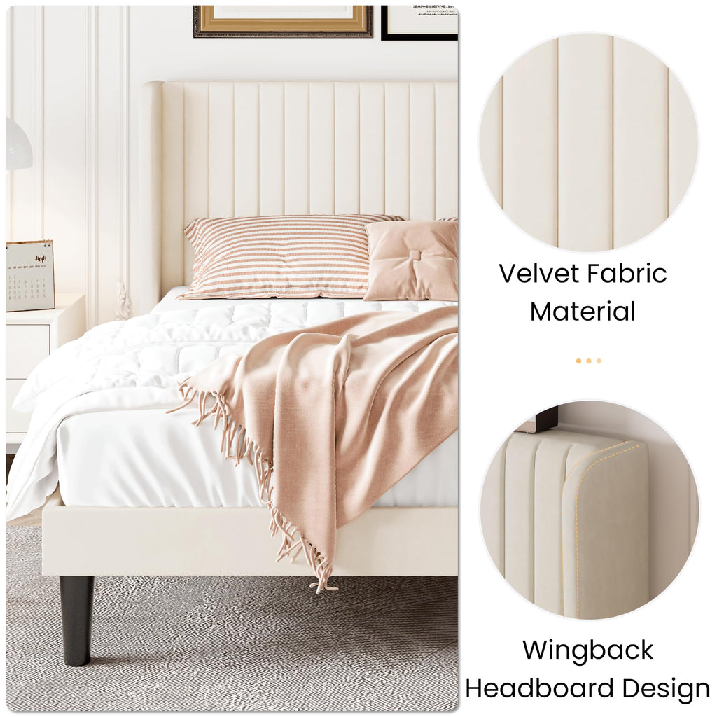 Queen Size Cream Velvet Bed Frame R22302