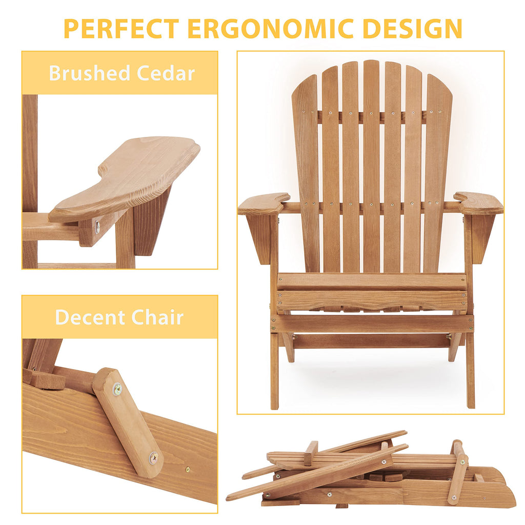 Folding Wood Adirondack Chair Set of 2 X98120