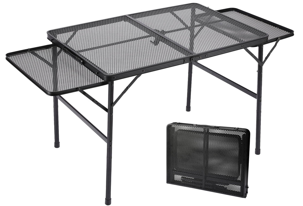 Black 4.4 FT Folding Camping Table with 2 Wing Panels I56900