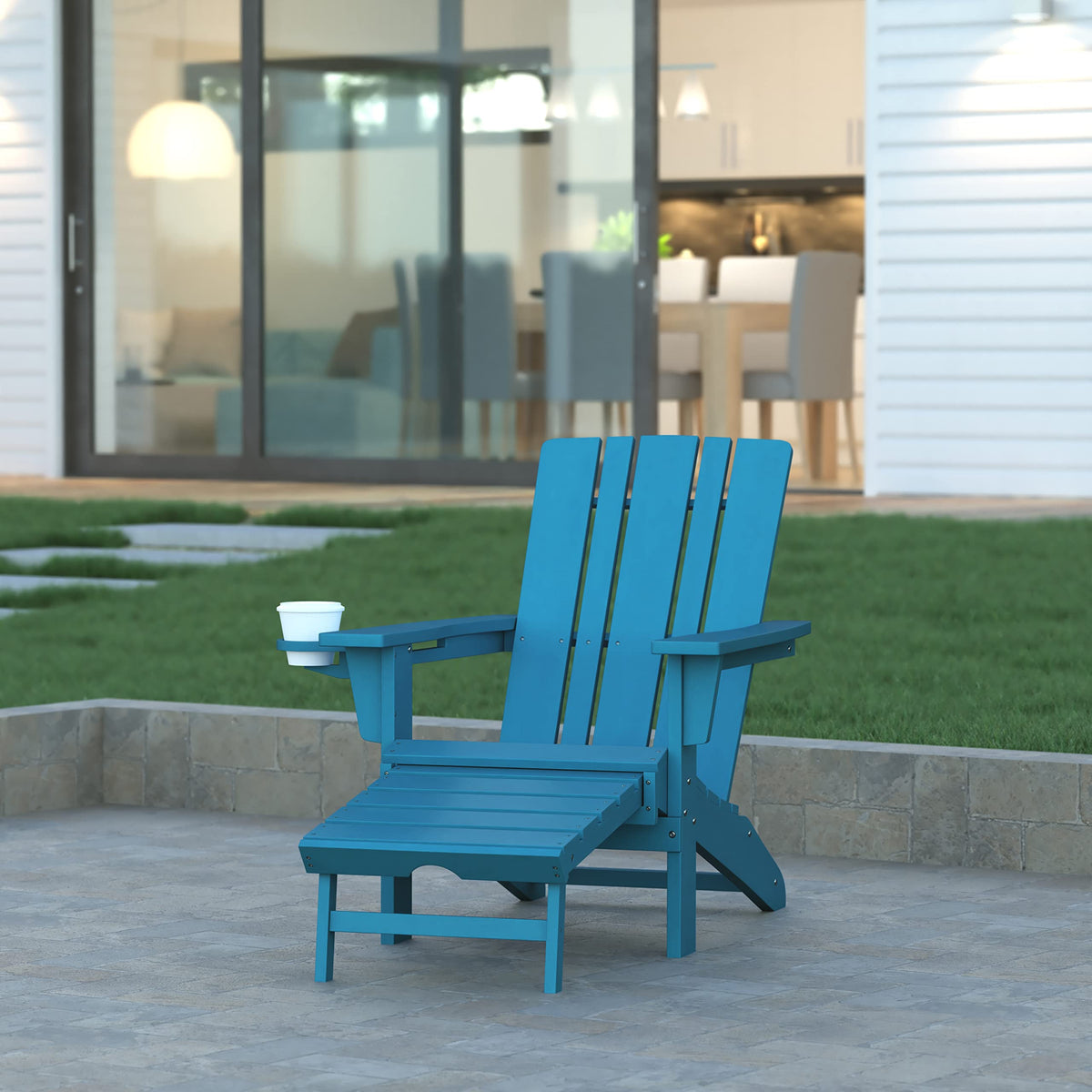 Blue Adirondack Lounge Chair with Ottoman H6222