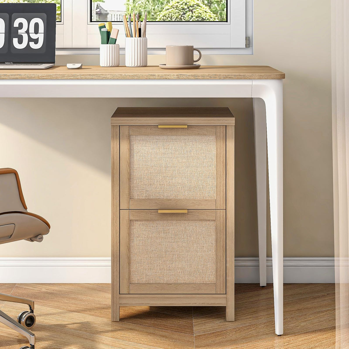 2-Drawer Rattan File Cabinet D12277