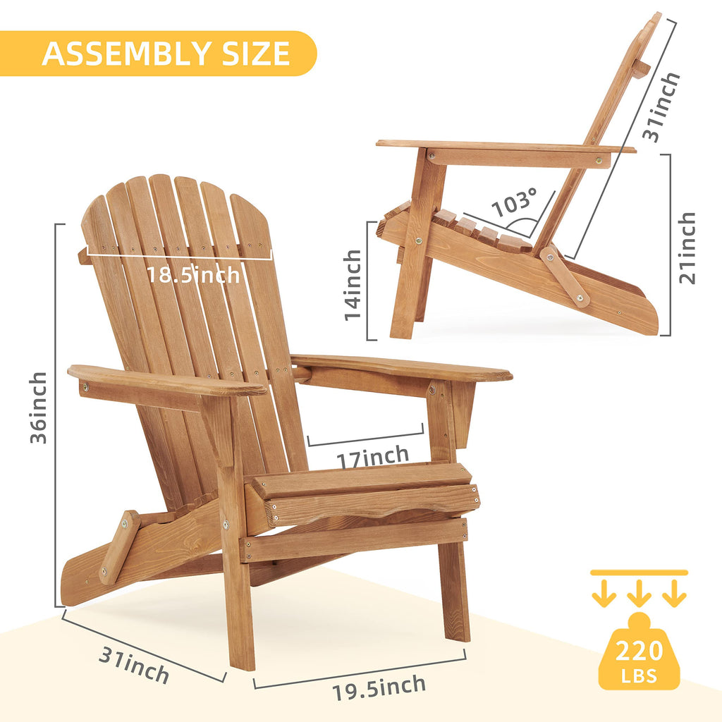 Folding Wood Adirondack Chair Set of 2 X98120