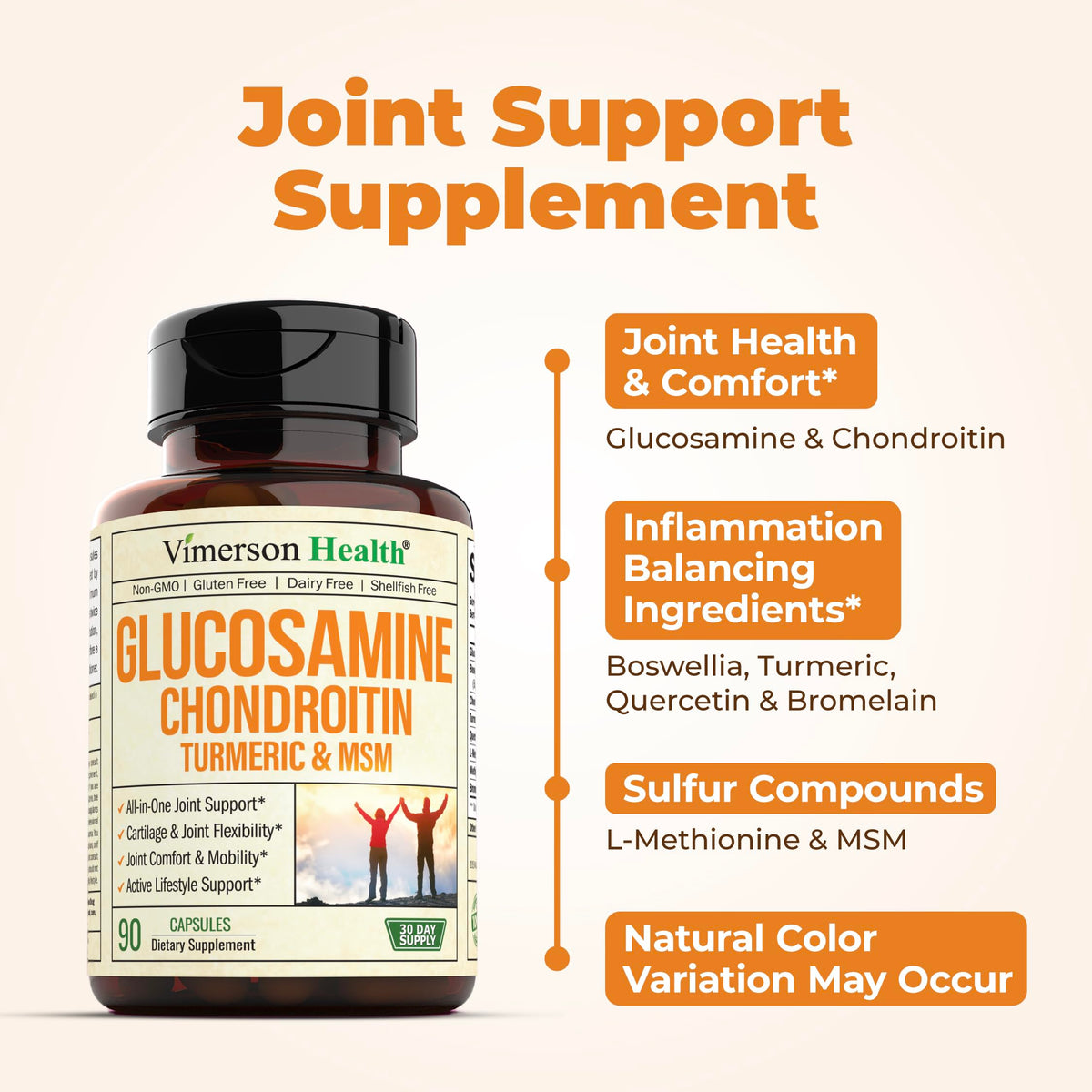 Glucosamine Chondroitin Turmeric MSM Men's Multivitamin Supplement Bundle I4983