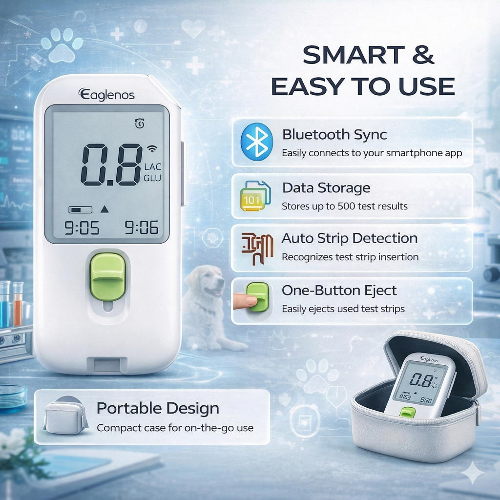 Pet Glucose & Lactate Monitor Kit with 25 Glucose Strips & 25 Lactate Strips O8218