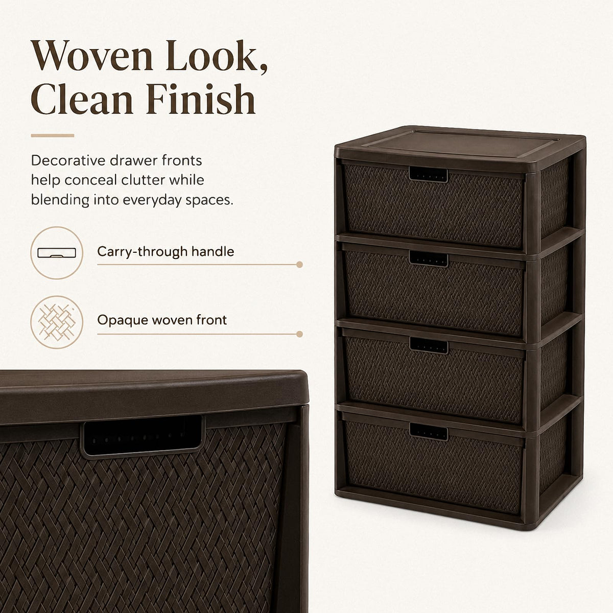 4 Drawer Tower with Removable Bins E580