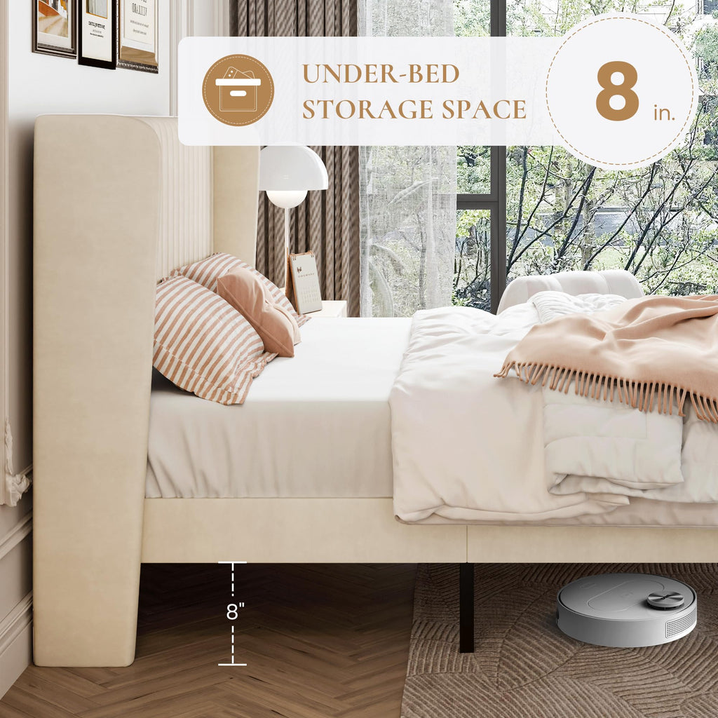 Queen Size Cream Velvet Bed Frame R22302