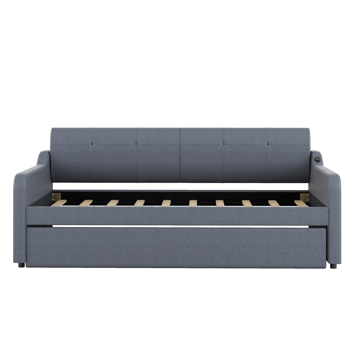 Twin Upholstered Linen Daybed with Pop Up Trundle B180943