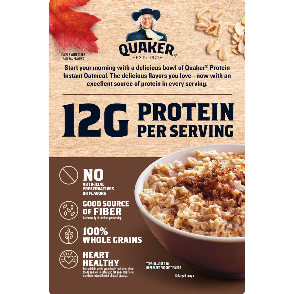 Instant Oatmeal, Maple Brown Sugar, 12g Protein, 2.11 oz Packets, 6 Pack Q775690