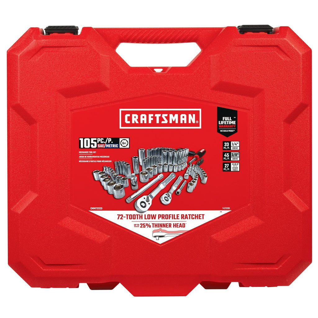 105 Pcs Standard and Metric Mechanics Tool Set with Case F207287