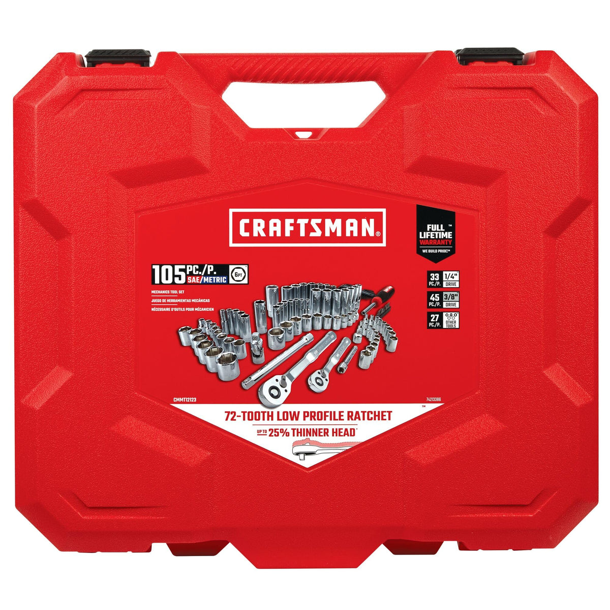 105 Pcs Standard and Metric Mechanics Tool Set with Case F207287