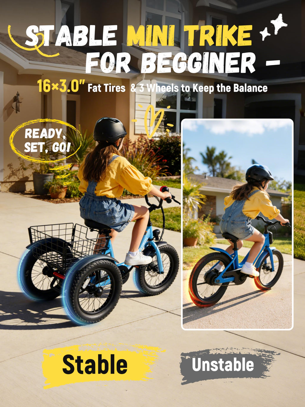 Blue Fat Tire Folding Electric Trike H8667