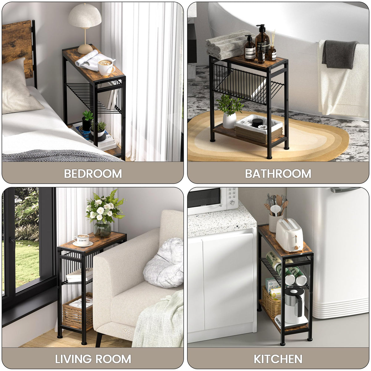 3-Tier Narrow Side Table Set of 2 B70180