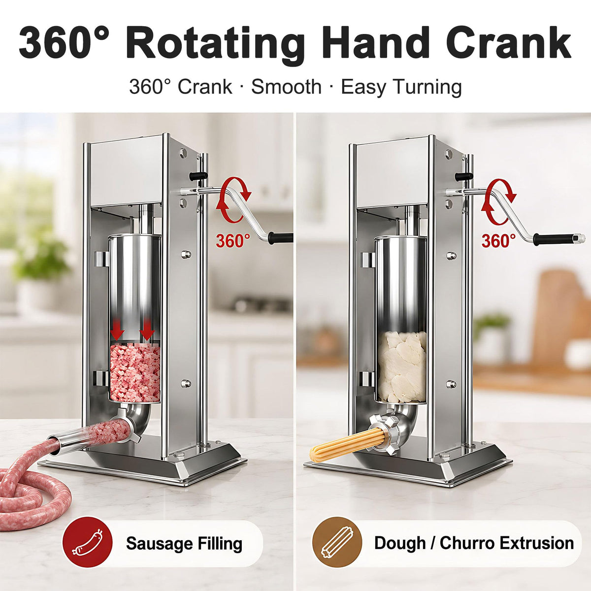 3L/5L/7L Sausage Stuffer & Churro Maker 304 Stainless Steel Y6558