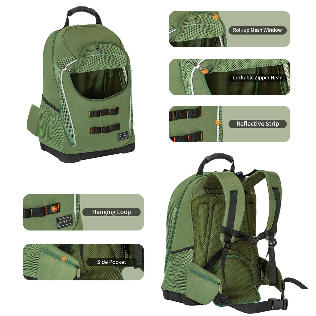 Green Pet Dog Carrier Backpack with Large Ventilations D439