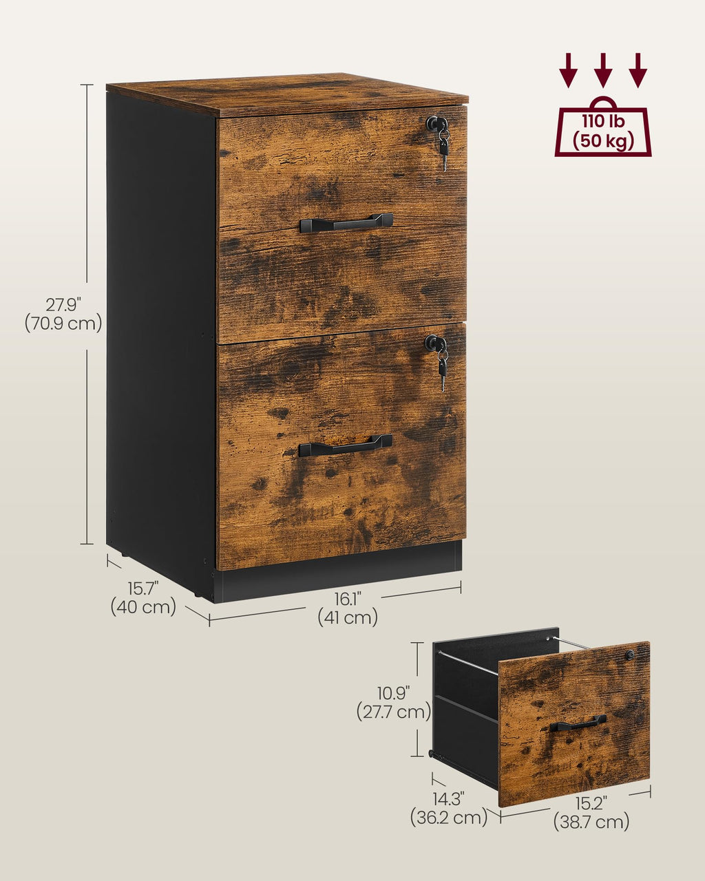 2 Drawer File Cabinet with Locks Z523132