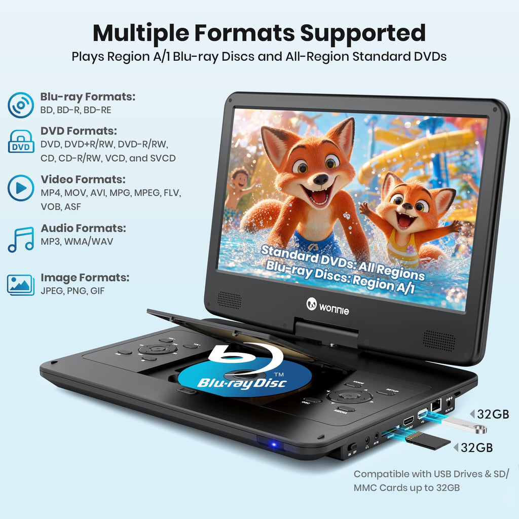 16.9" Portable Blu Ray Player with 14.1" 1080P Swivel Screen H85752
