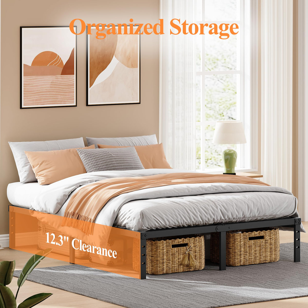 Queen Size 18" Black Metal Frame S7433