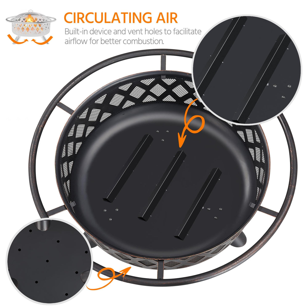 36in Wood Burning Fire Pit with Spark Screen W64033