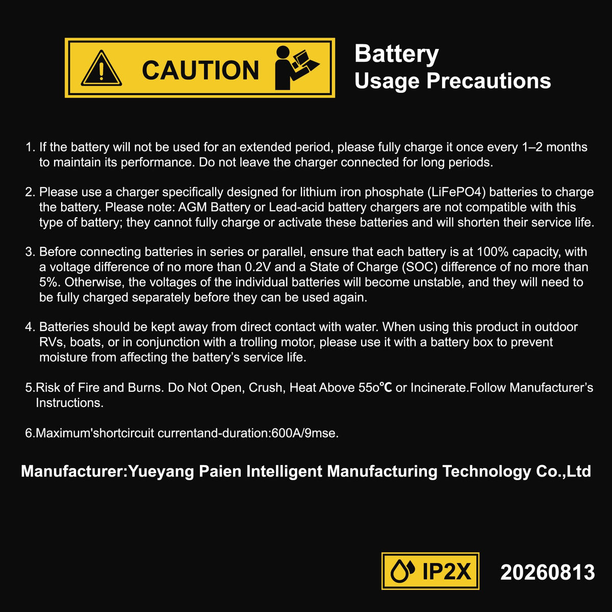 12V 100Ah LiFePO4 Lithium Battery 2-Pack E15495