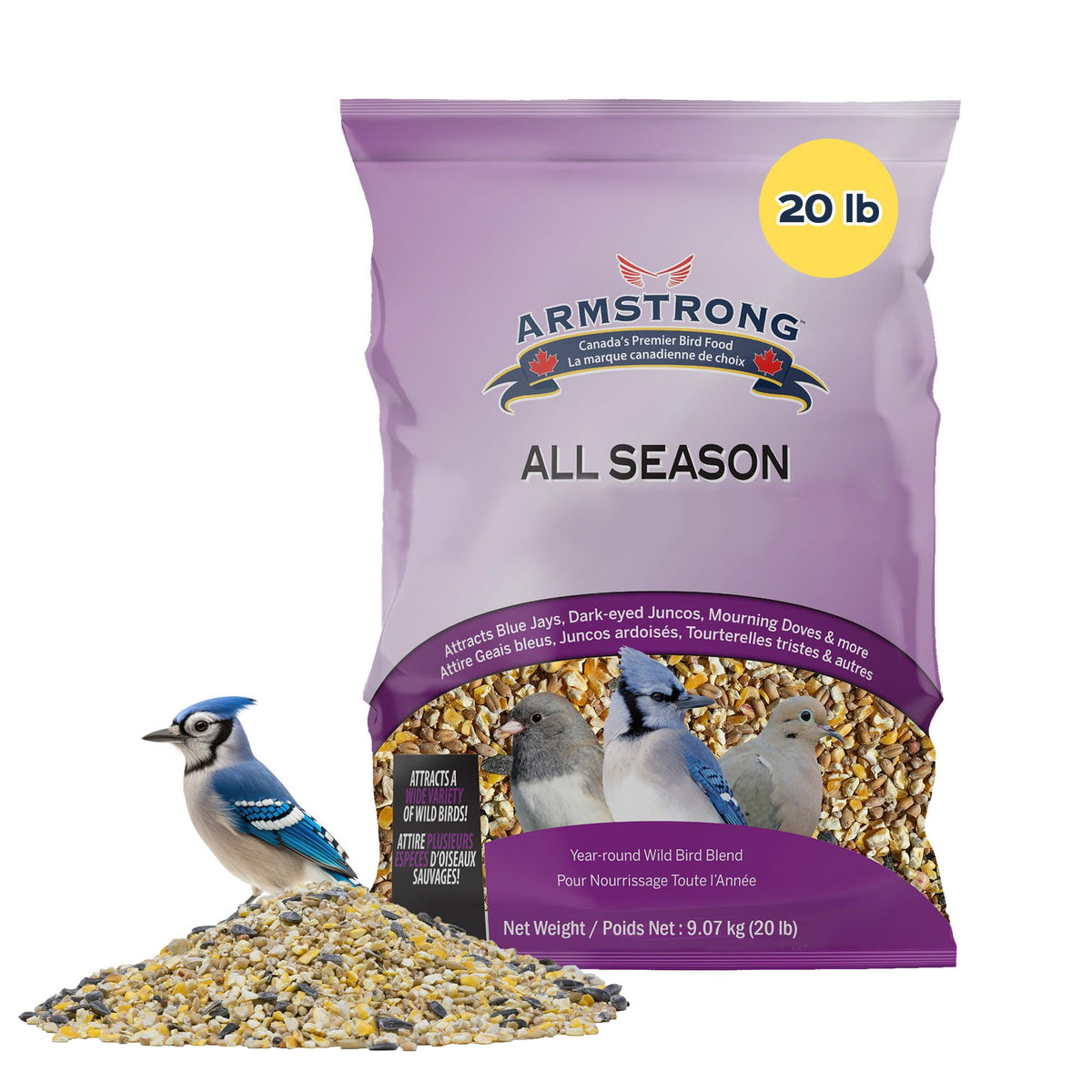 20 Pounds Bird Seed Blend with Cut Corn, Wheat, White & Red Millet, Black Oil Sunflower Seeds P300788