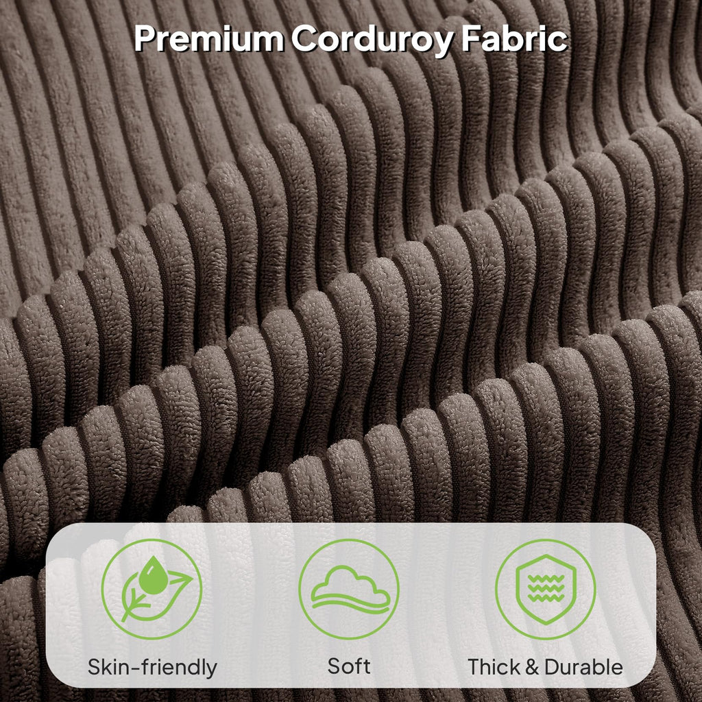 Queen Size Corduroy Upholstered Bed Frame Y4299