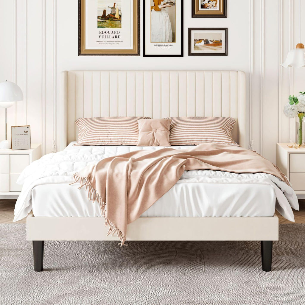 Queen Size Cream Velvet Bed Frame R22302
