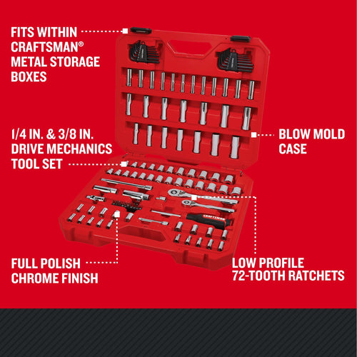 105 Pcs Standard and Metric Mechanics Tool Set with Case F207287