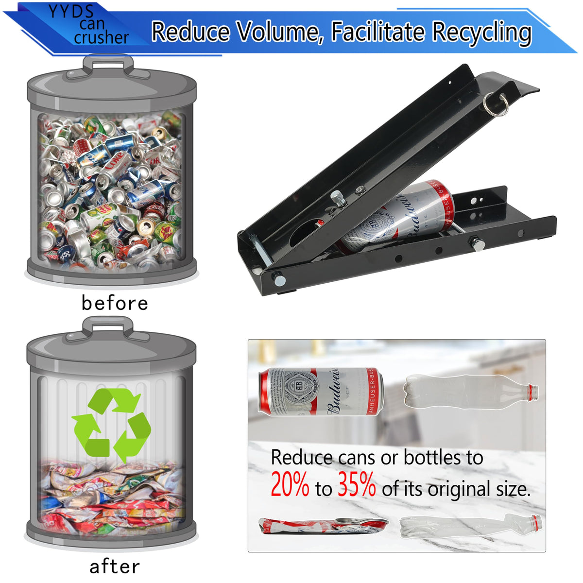 Heavy-Duty 12 Oz. and 16 Oz. Aluminum Can Crusher J87591