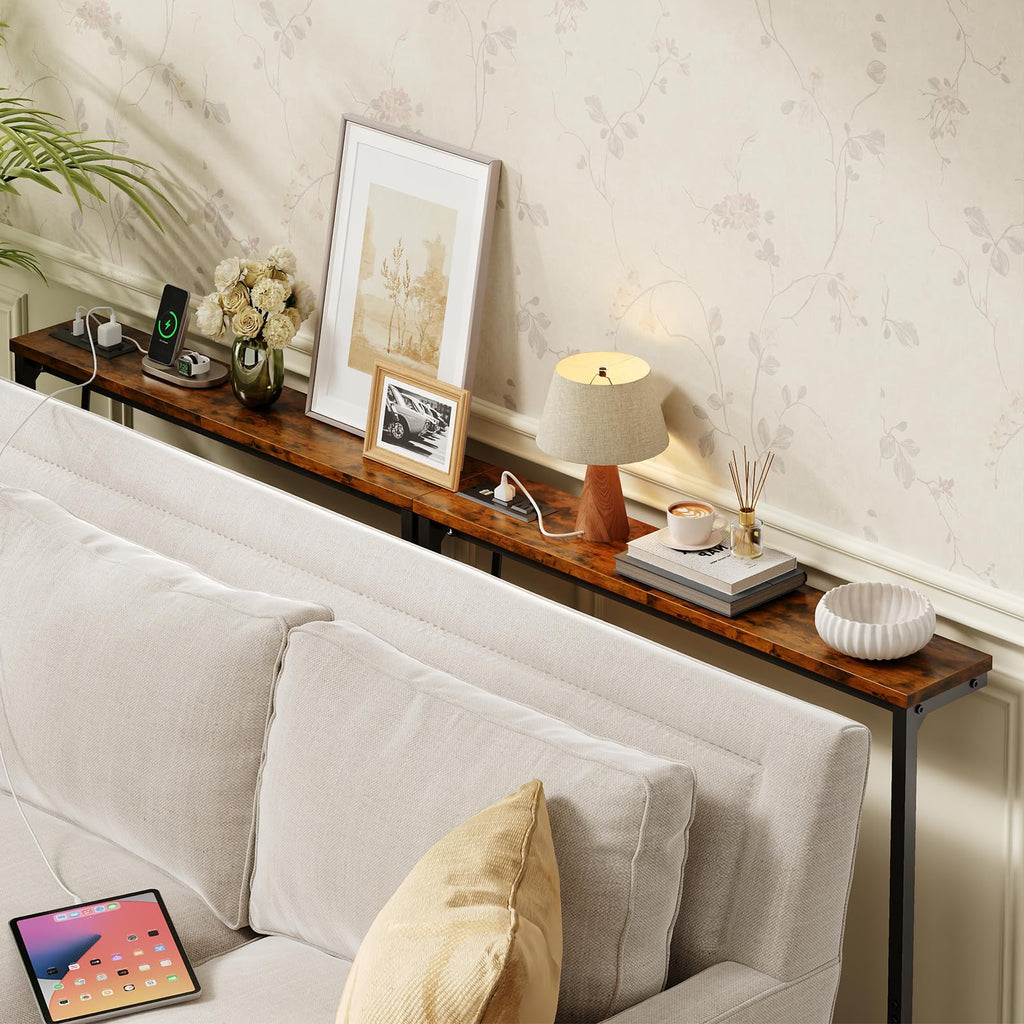63 Inch Narrow Console Table with 2 Power Outlets R93833