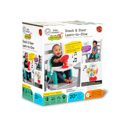 2 in 1 Compact Booster Feeding Seat with Musical Steering Wheel Toy Q119900