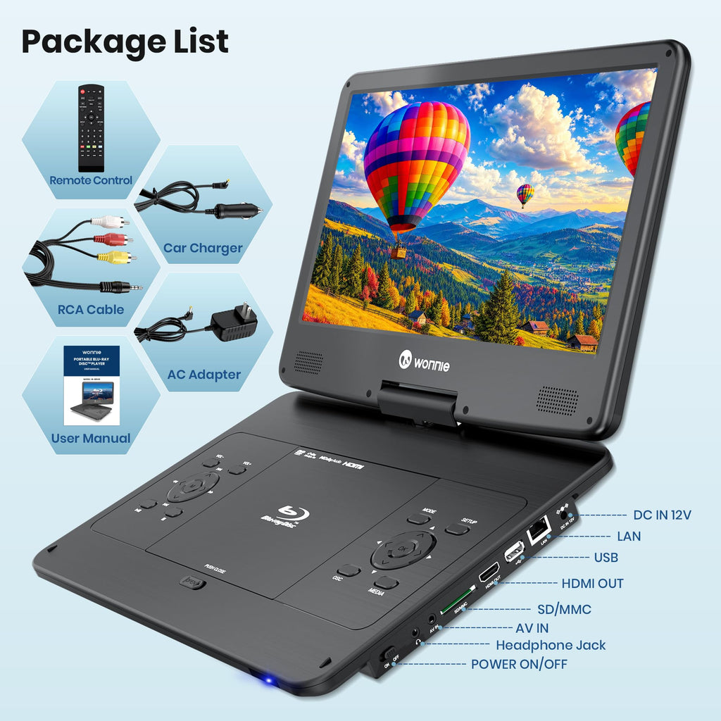 16.9" Portable Blu Ray Player with 14.1" 1080P Swivel Screen H85752