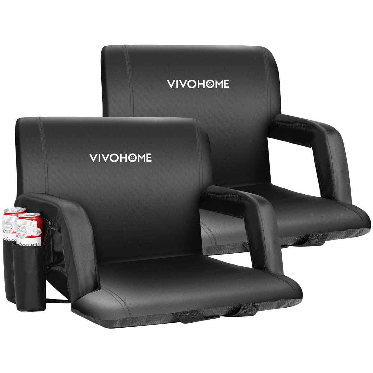 2 Pack Portable Padded Stadium Seats with Back Support and Cup Holder C9494
