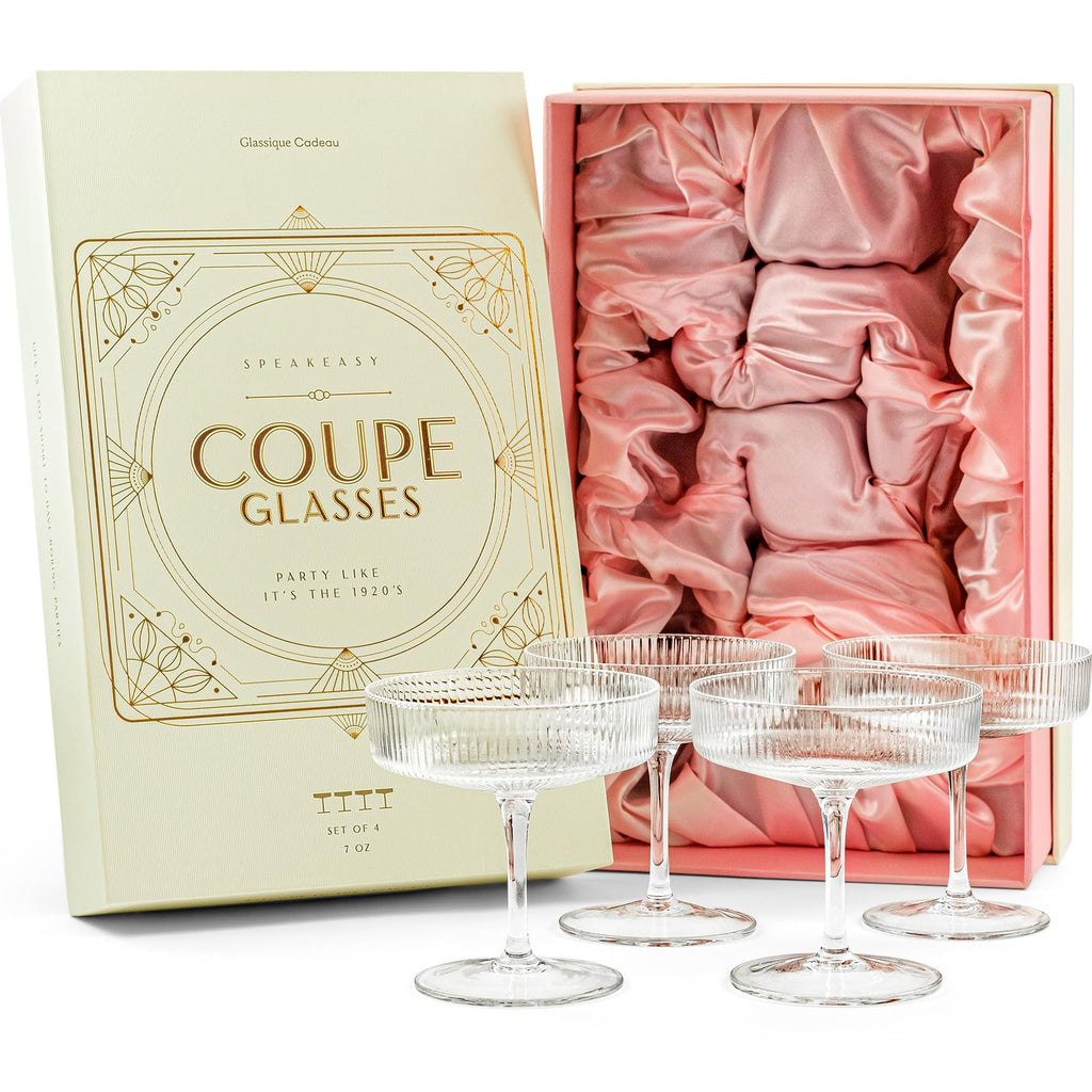 Set of 4 7 oz Coupe Cocktail Glasses with Stems E538304