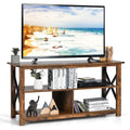 Brown 3 Tier Wood TV Stand with Open Shelves U19936