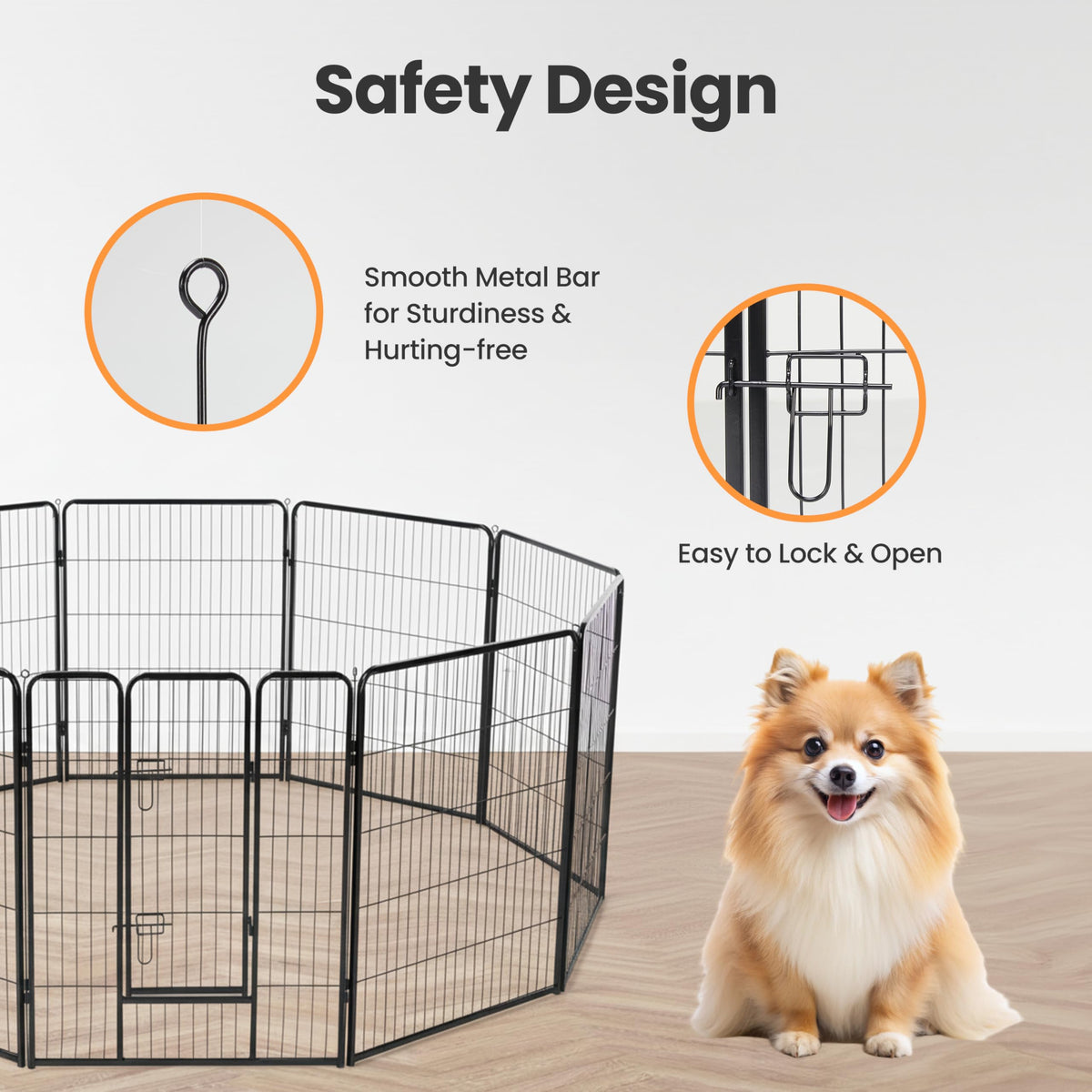 32 Inch 16 Panels Black Dog Playpen O43272