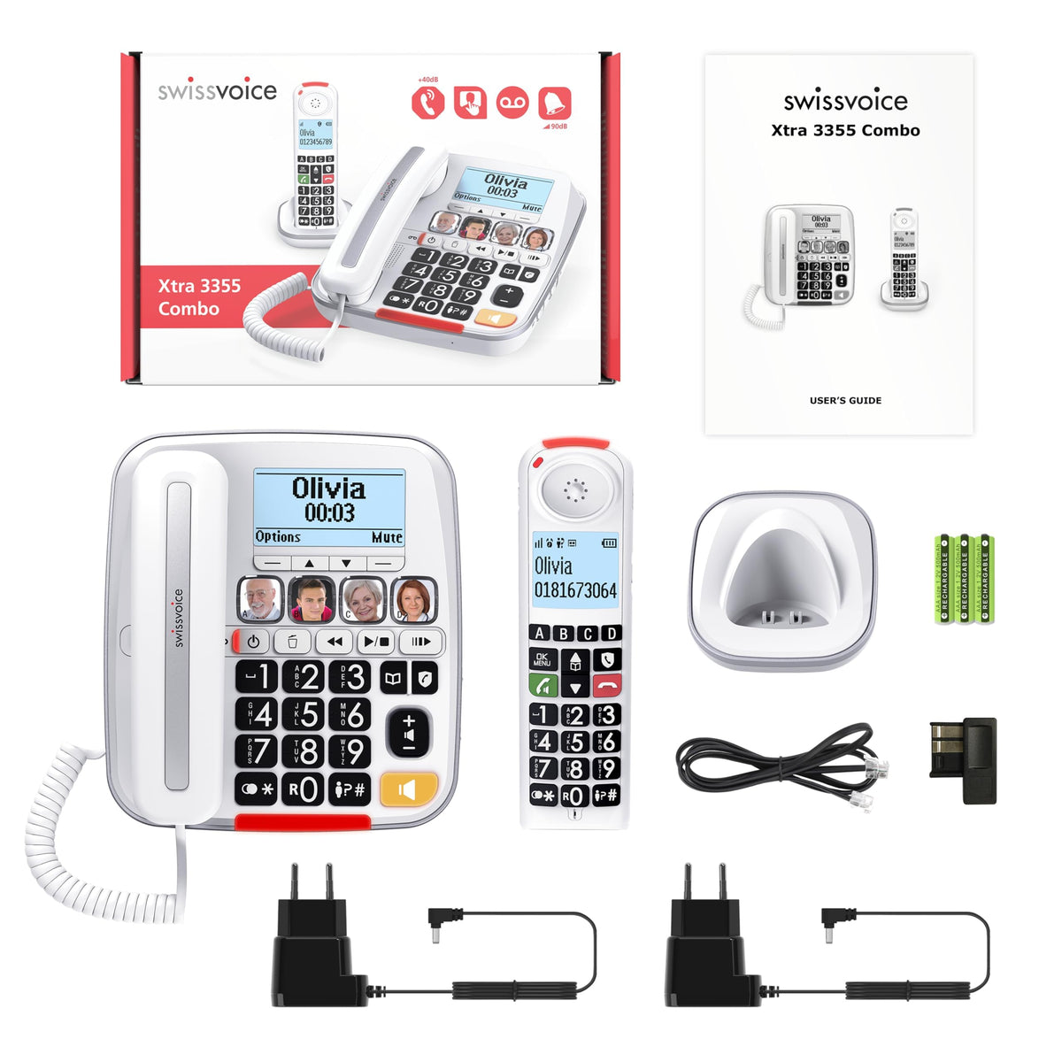 Big Button Phone with Answering Machine and Cordless Handset A171