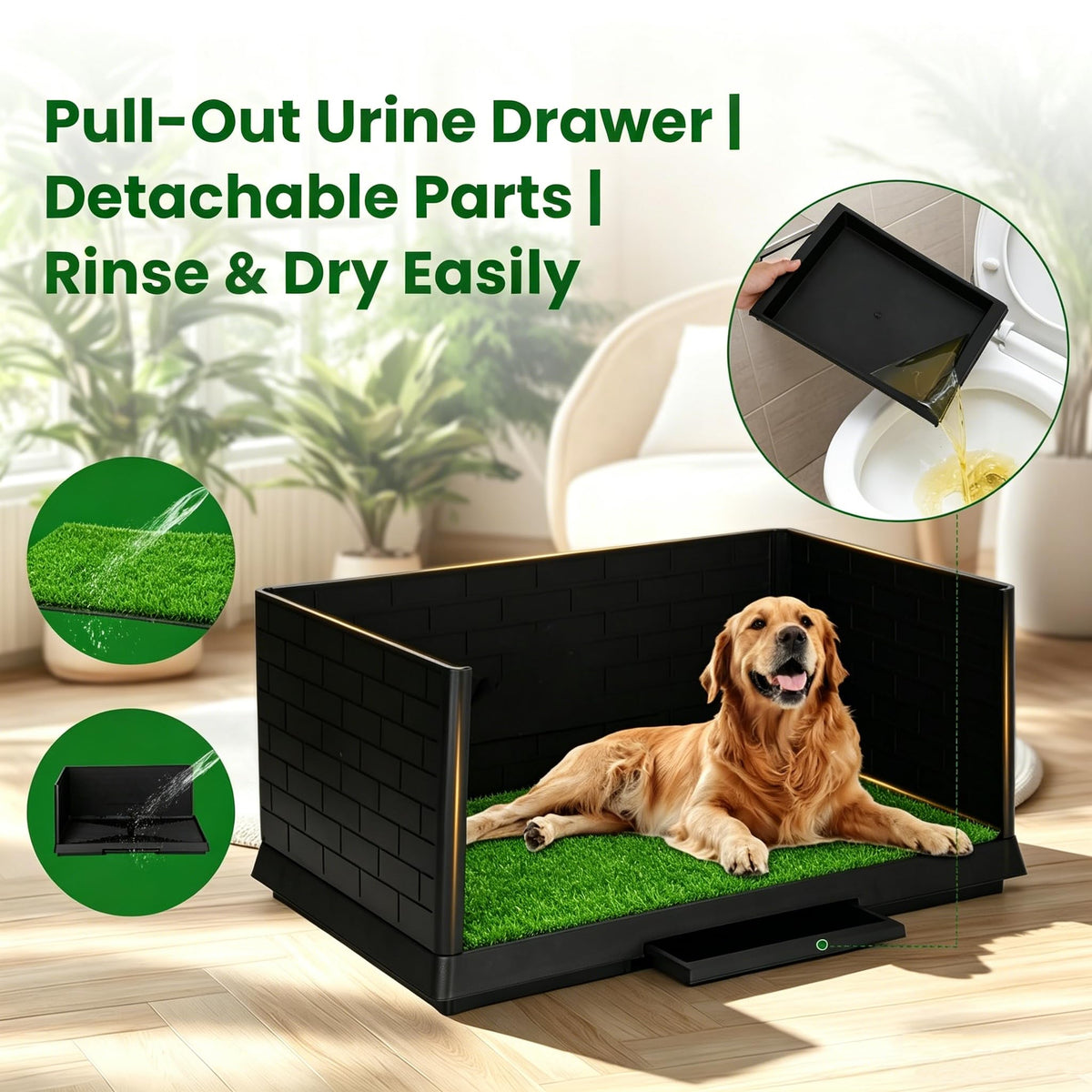 Dog Grass Pad with Tray 30"x19.7" Indoor Dog Potty with Drawer O554666