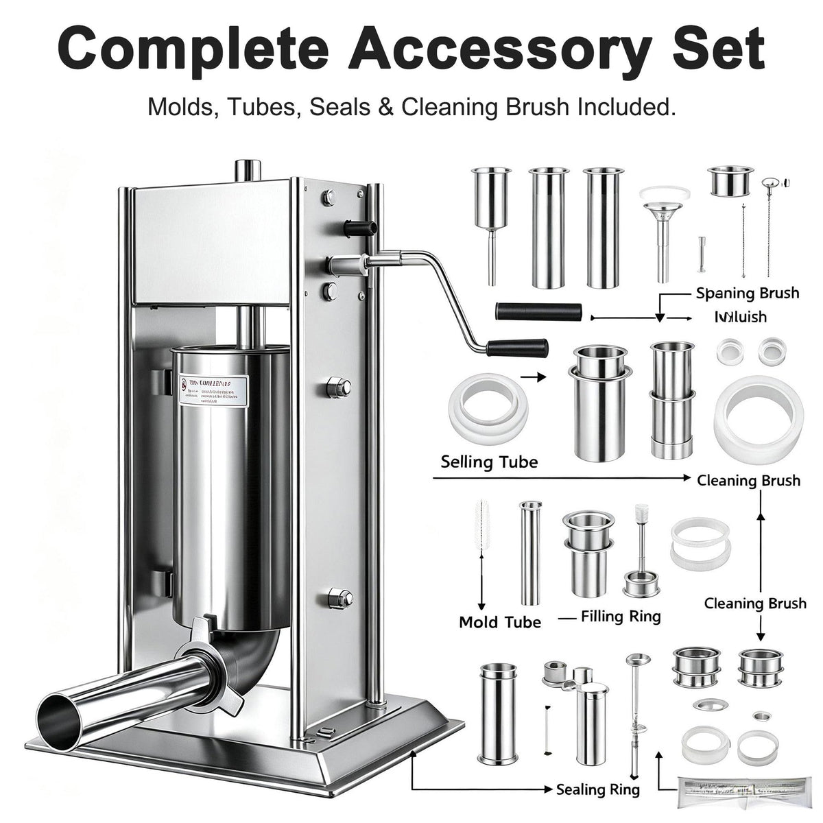 3L/5L/7L Sausage Stuffer & Churro Maker 304 Stainless Steel Y6558