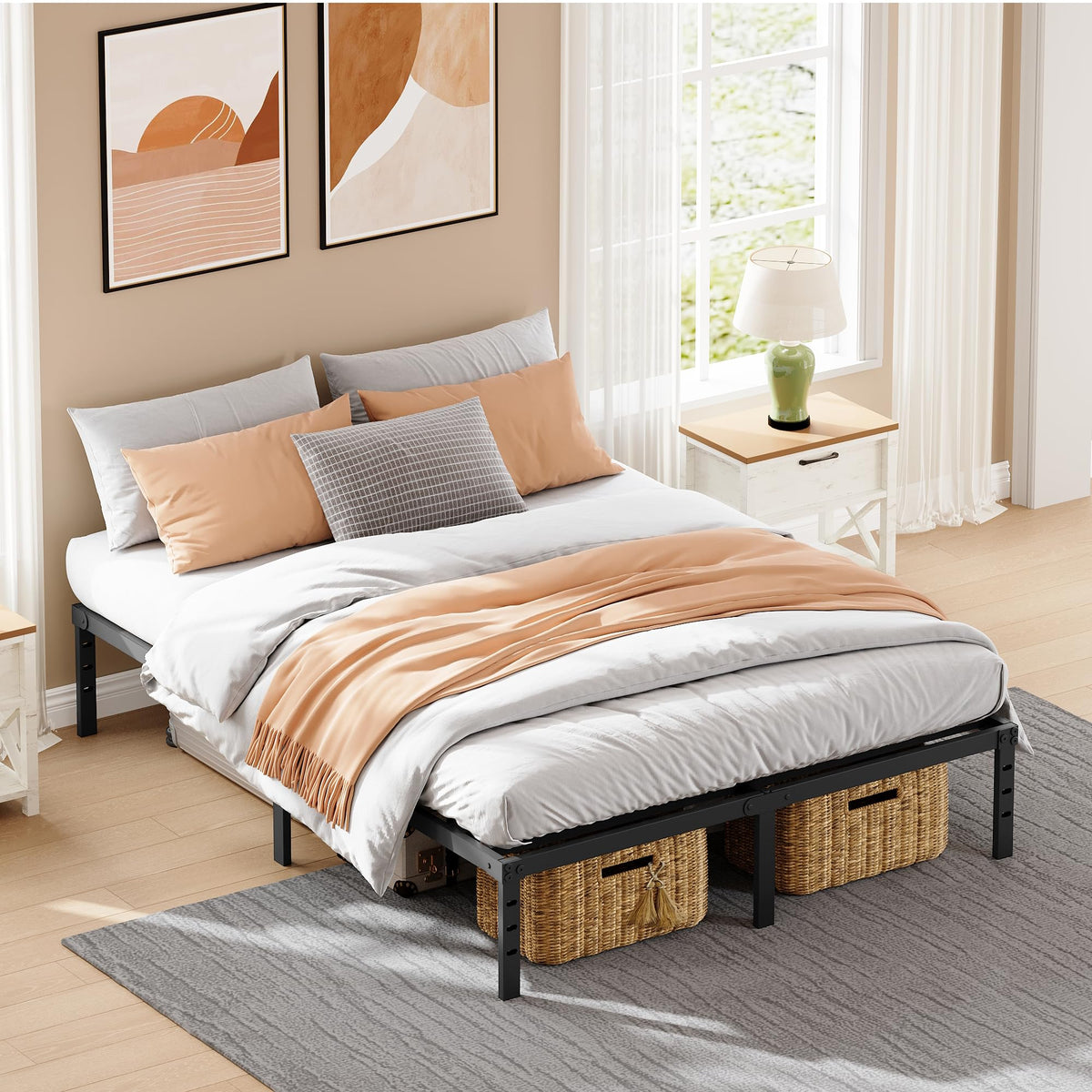 Queen Size 18" Black Metal Frame S7433
